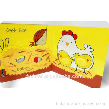 FDT customized special and cheap baby touch and feel board book